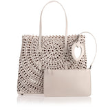 Pearl grey leather cut-out bag