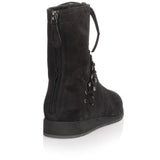 Black suede lace-up ankle boot