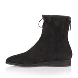 Black suede lace-up ankle boot