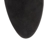 Black suede lace-up ankle boot