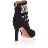 Black suede eyelet boot