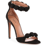 Black studded bombe suede sandal