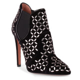 Black velvet studded chelsea boot