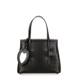Black Leather Laser-cut Small Tote