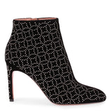Black velvet studded ankle boot