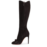 Black suede bombe knee boot