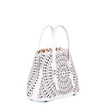 White leather cut-out mini bag
