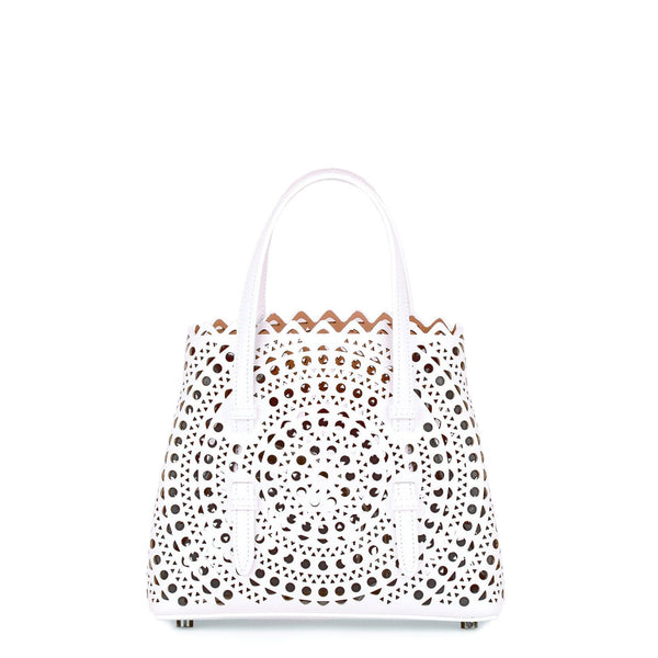 White leather cut-out mini bag