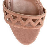 Beige suede laser-cut sandals