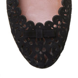 Black suede laser cut ballerinas