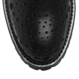 Black laser cut flat boots