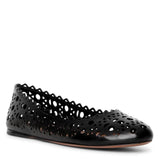 Black laser cut leather ballet flat
