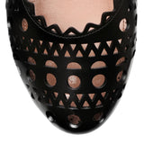 Black laser cut leather ballet flat