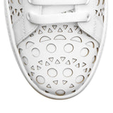 White laser cut leather sneakers