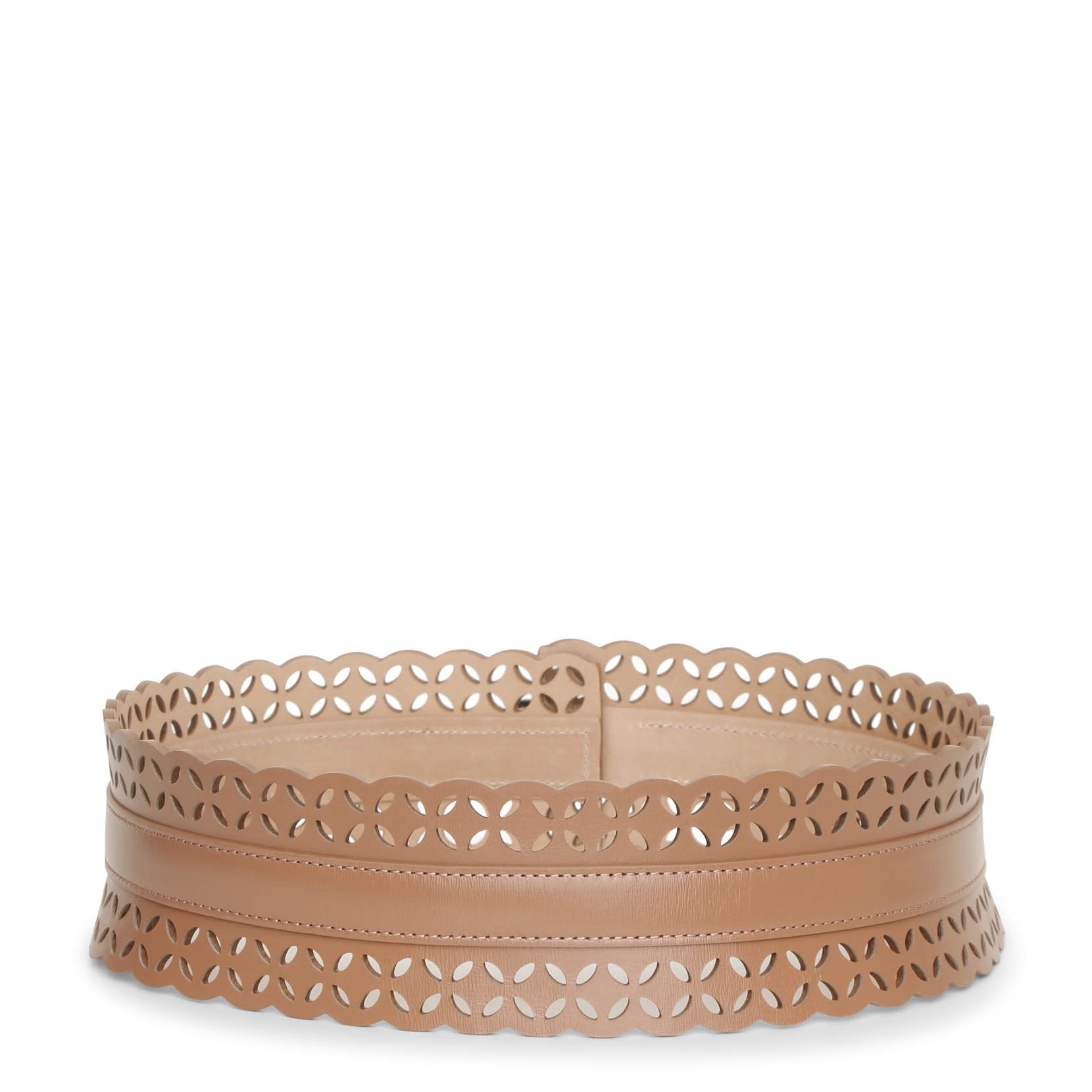 Alaia | Laser cut dark nude leather belt | Savannahs
