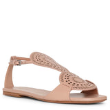 Laser-cut leather flat sandals
