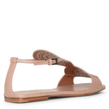 Laser-cut leather flat sandals