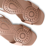 Laser-cut leather flat sandals