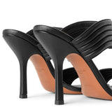 Black leather mule sandals