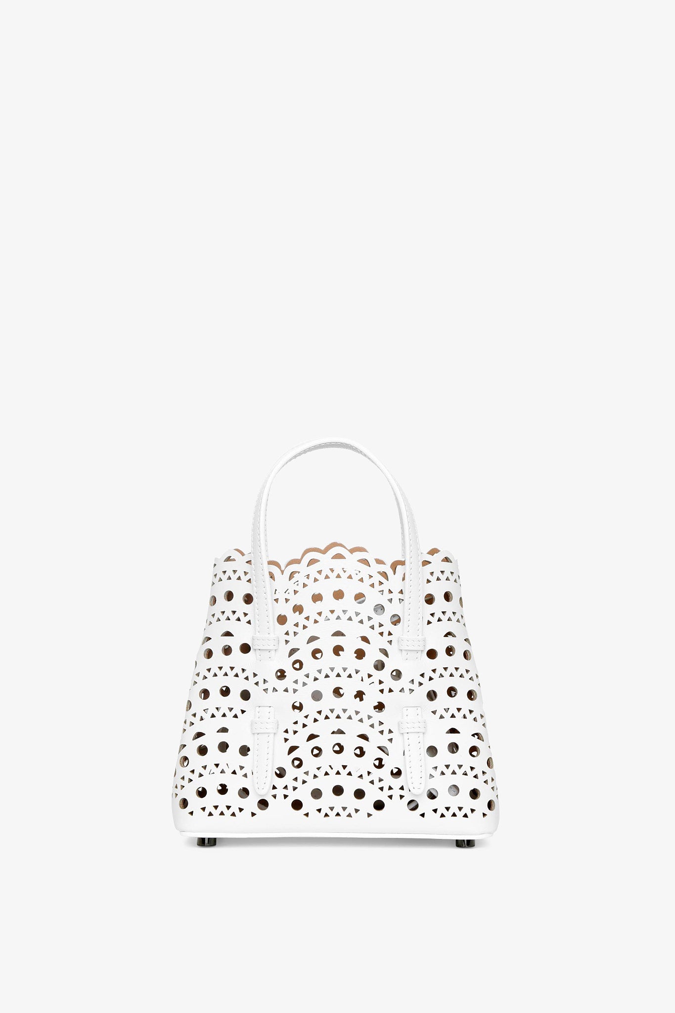 Mina 16 vienne vague white leather tote bag