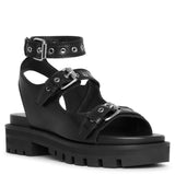 Eyelet leather chunky sandals