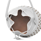 Bucket corset optic white leather bag
