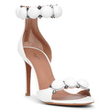 La Bombe white leather sandals