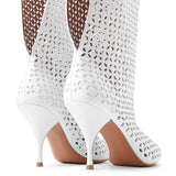Vienne white leather boots