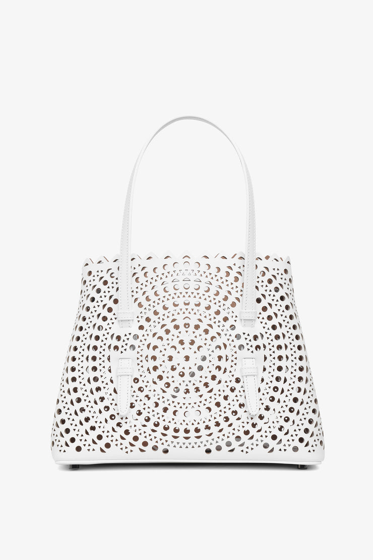 Mina 25 vienne circulaire white leather tote bag