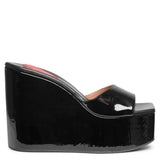 Color Wedge 120 black patent mules