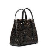 Mina 20 vienne vague black leather tote bag
