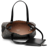 Mina 20 vienne vague black leather tote bag