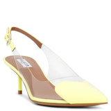 Coeur 55 yellow patent slingback pumps