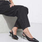 Coeur 55 black patent mesh slingback pumps