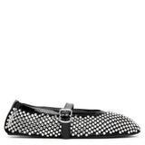 Embellished black mesh ballet flats
