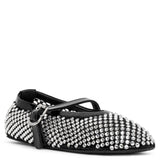 Embellished black mesh ballet flats