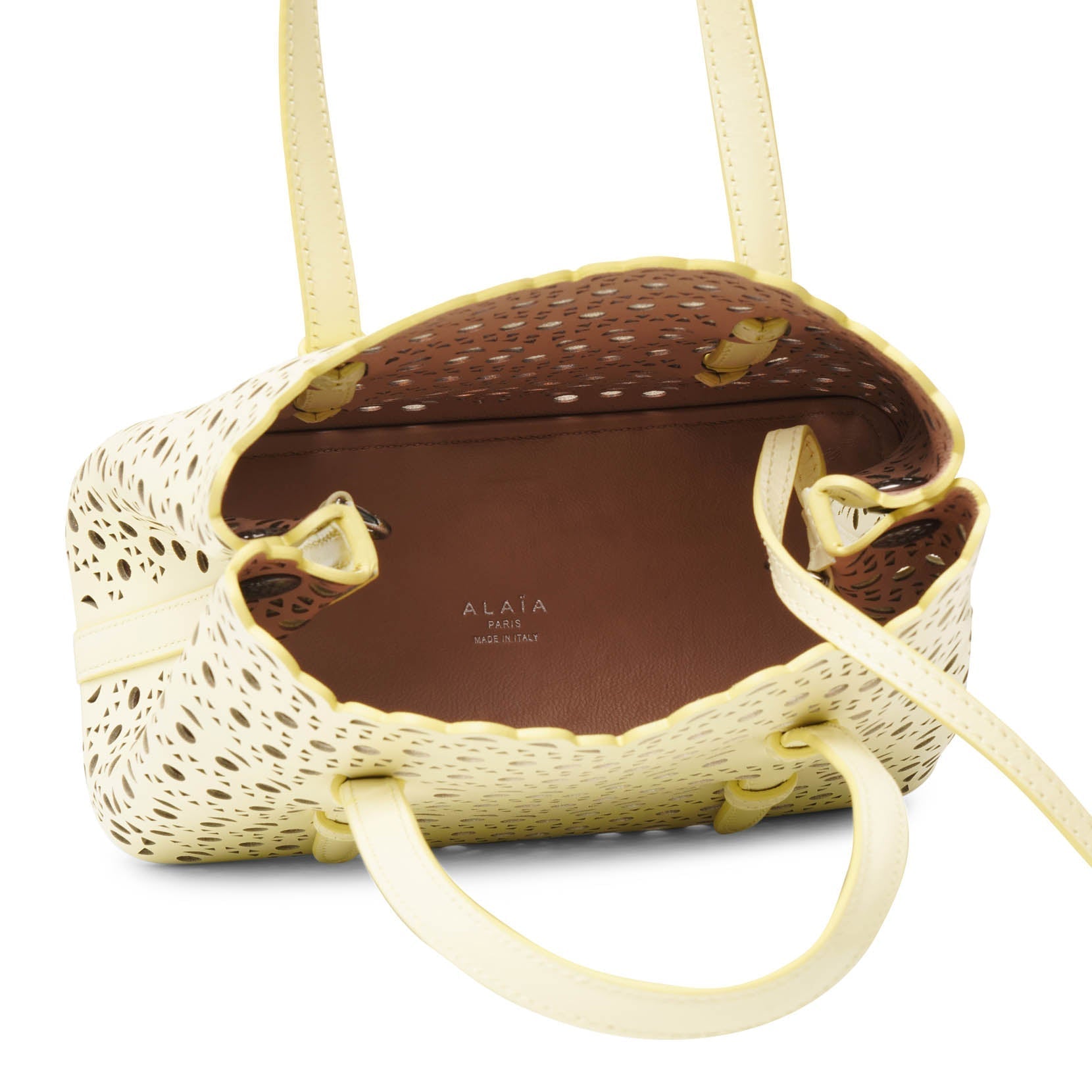 Alaia☺︎アライア入手困難！イエローbag ALAÏA LEMON YELLOW MINA 20 BAG IN VIENNE WAVE NUBUCK | ALAÏA US