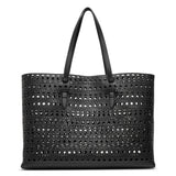 Mina 44 vienne black leather tote bag