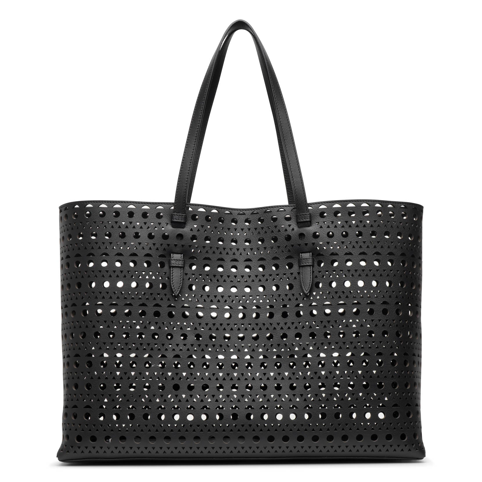 Shop Alaïa Mina 44 Vienne Black Leather Tote Bag