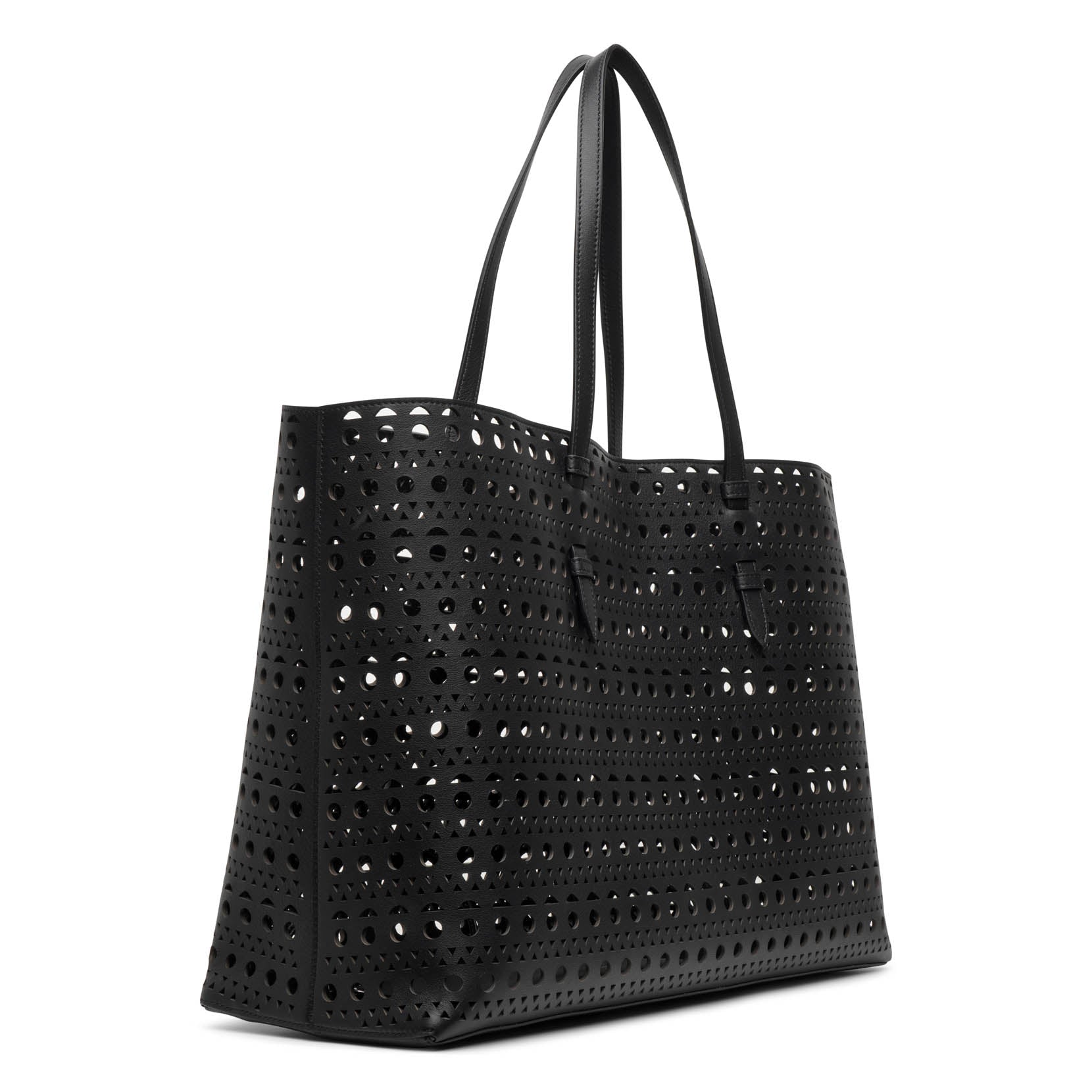 Shop Alaïa Mina 44 Vienne Black Leather Tote Bag
