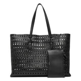 Mina 44 vienne black leather tote bag