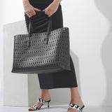 Mina 44 vienne black leather tote bag