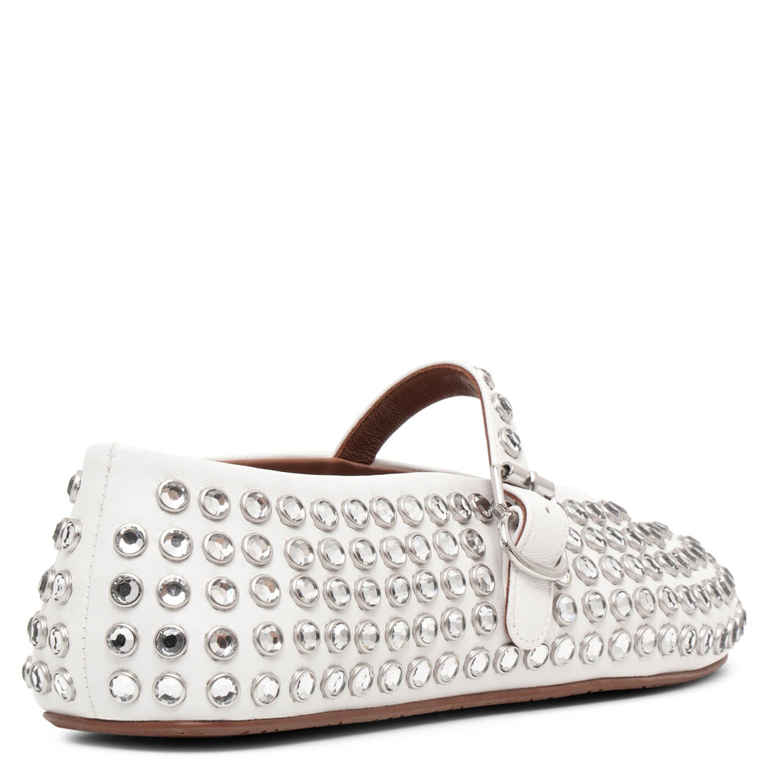 Alaïa | Embellished white leather ballet flats | Savannahs