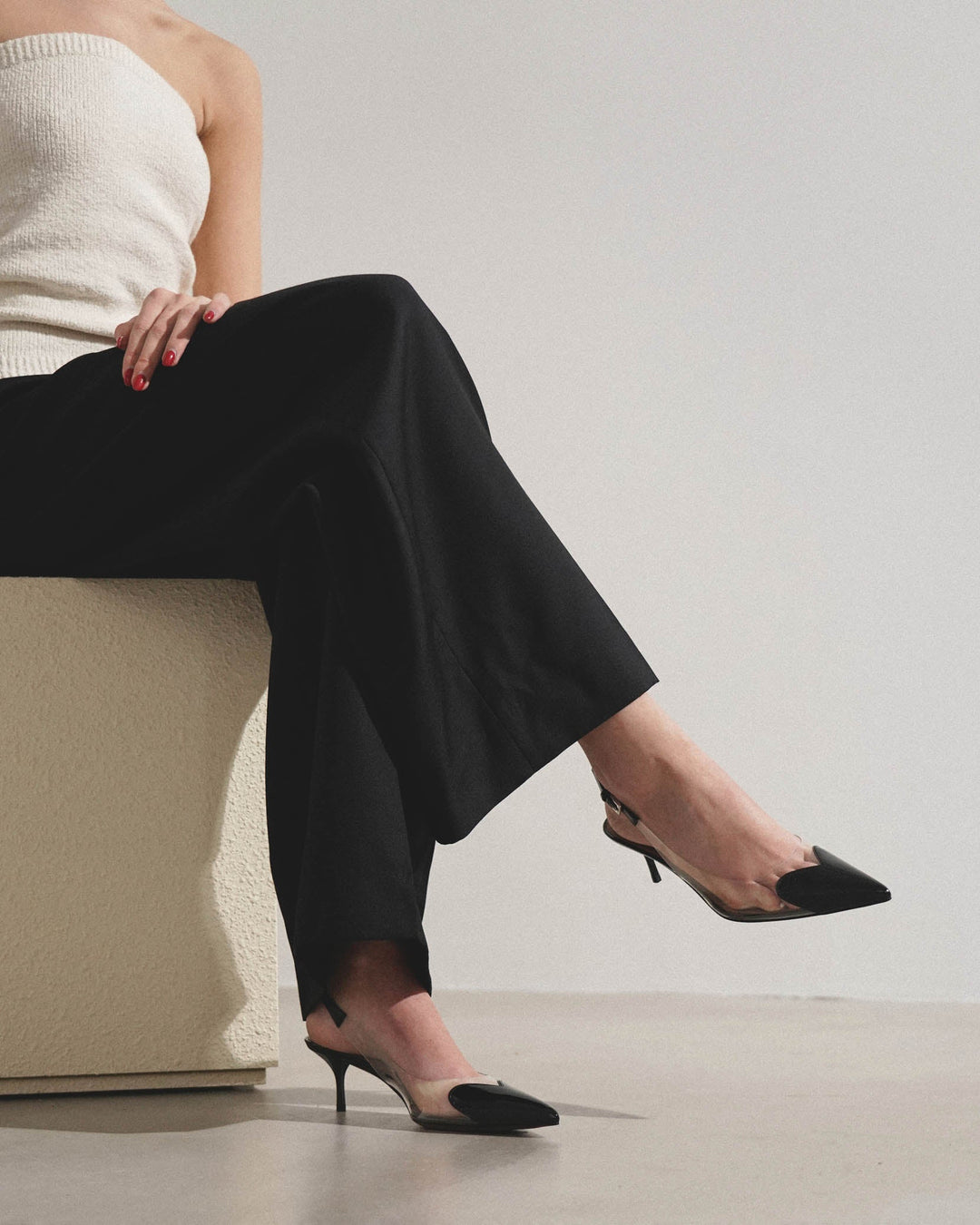 Alaïa | Coeur 55 black patent slingbacks | Savannahs