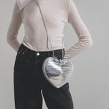 Le Coeur silver leather crossbody bag