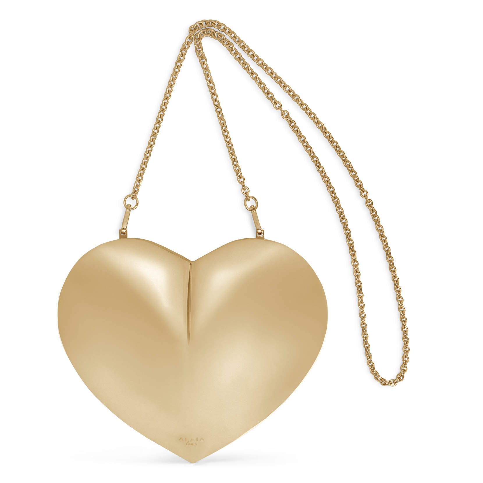 Alaïa Le Coeur Gold Metal Crossbody Bag In Brown