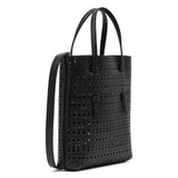 Mina NS black leather tote bag