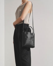 Mina NS black leather tote bag