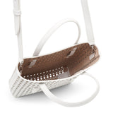 Mina NS white leather tote bag