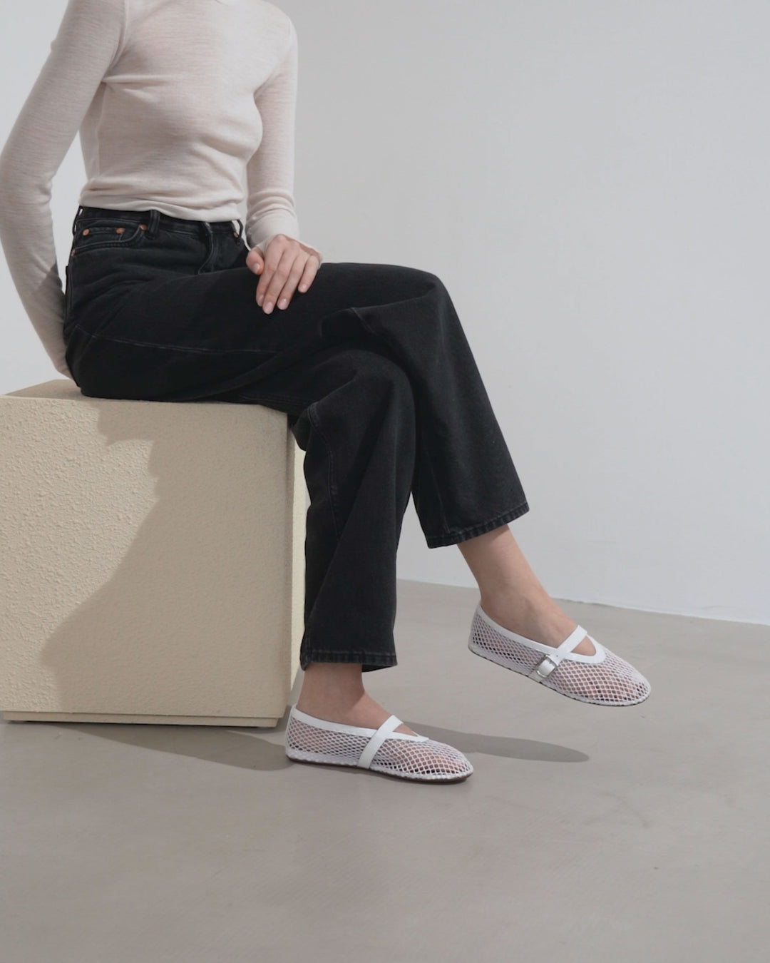 存在感抜群★ALAIA Khaki mesh ballet flats AA27102S-Alaia-Khaki-mesh-